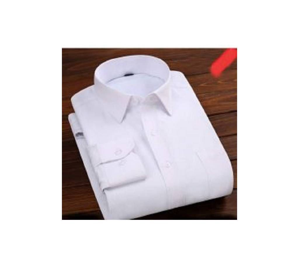 White Cotton Full Hata Shirt For Men
