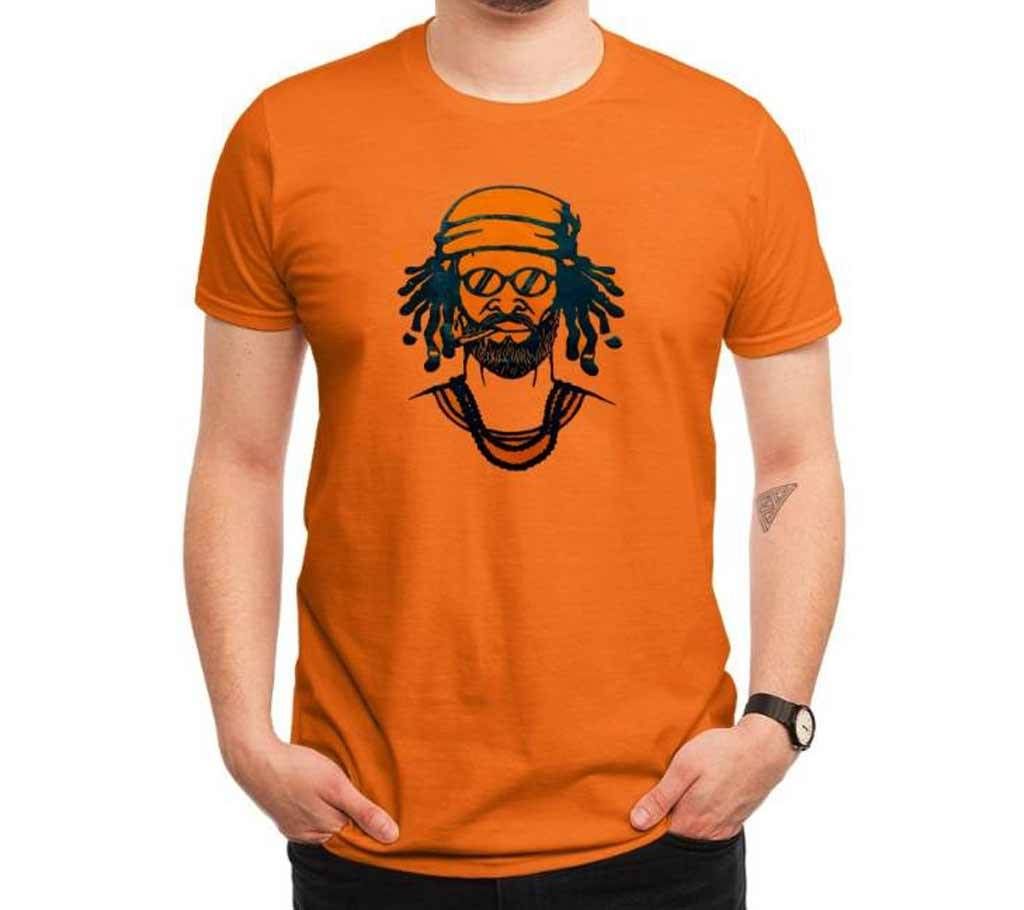 Smok Style Orange  Half Sleeve T-Shirt