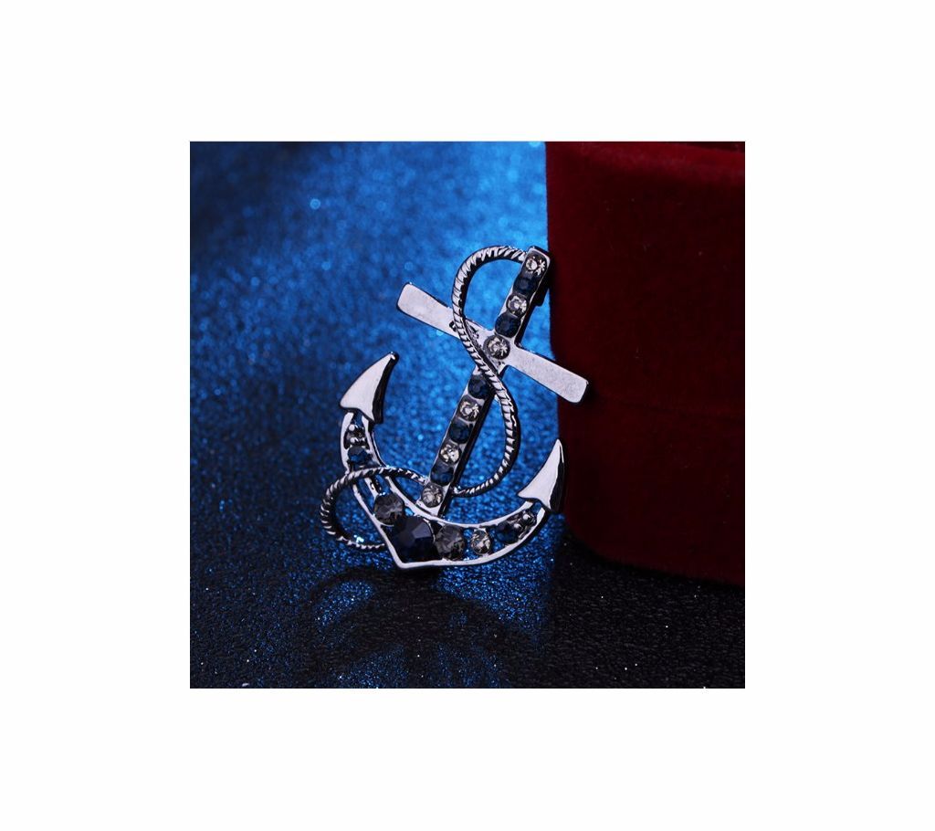 Crystal Anchor Brooch For Men