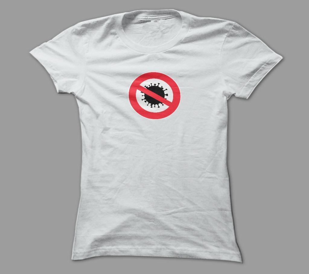 No Virus  White Polyester T-Shirt