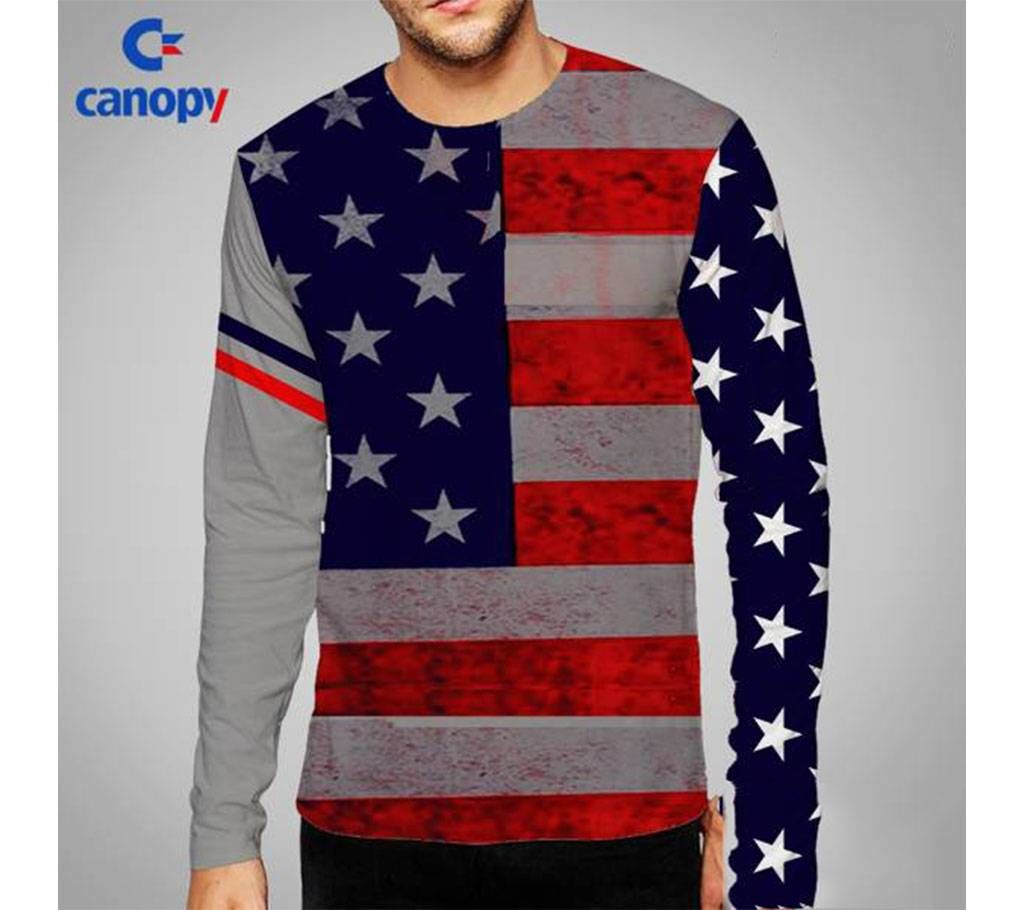 US flag printed full sleeve gents t-shirt 