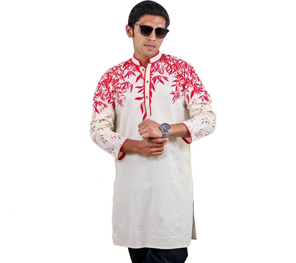 Menz Semi Long cotton Punjabi with Bracelet free