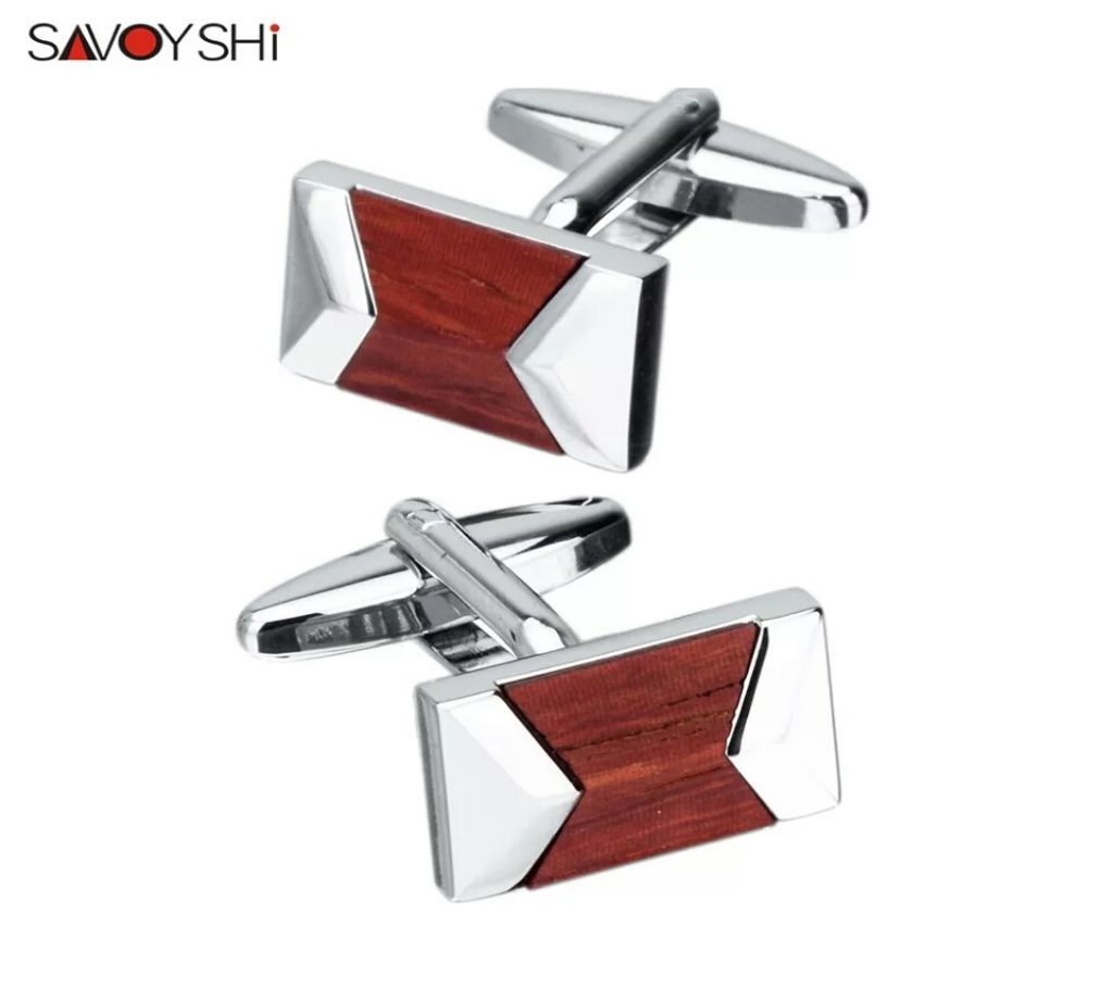 SAVOYSHI Red sandalwood Shirt Cufflinks for Mens