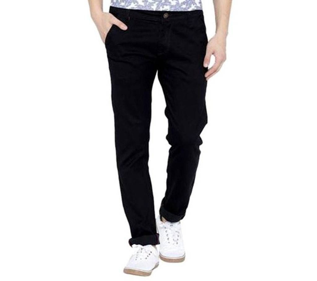 Black Semi Narrow Gabardine Pant for Men