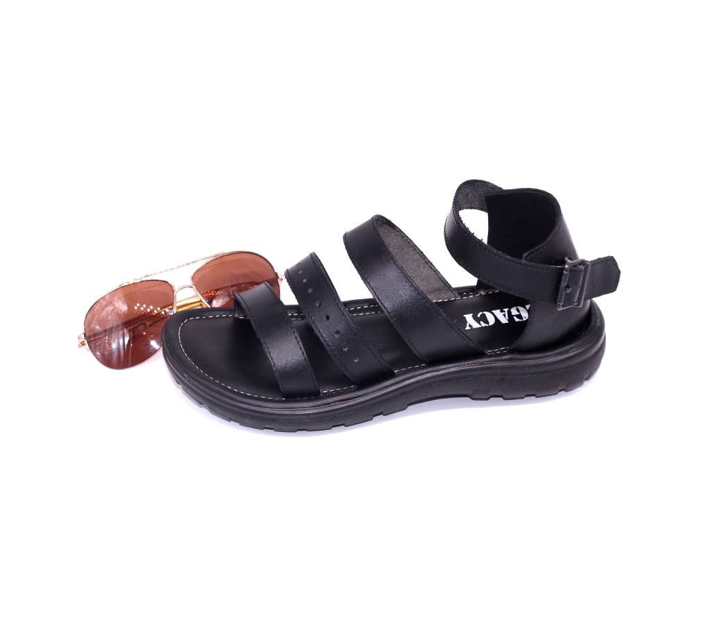 Menz Casual Leather Sandals LFL 029 Black