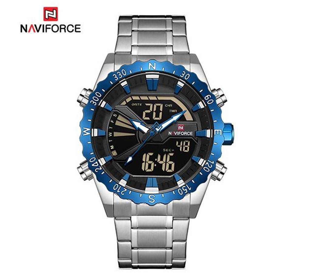 Naviforce Mens Stainless Steel Digital Multiple Function Army Sport Watch NF9136S