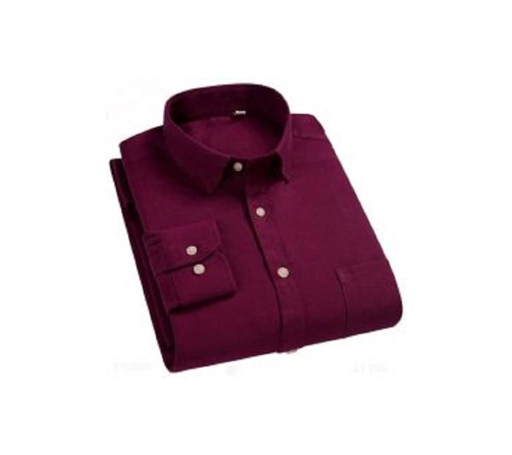 Maroon Color Full Hata Cotton Shirt For Men