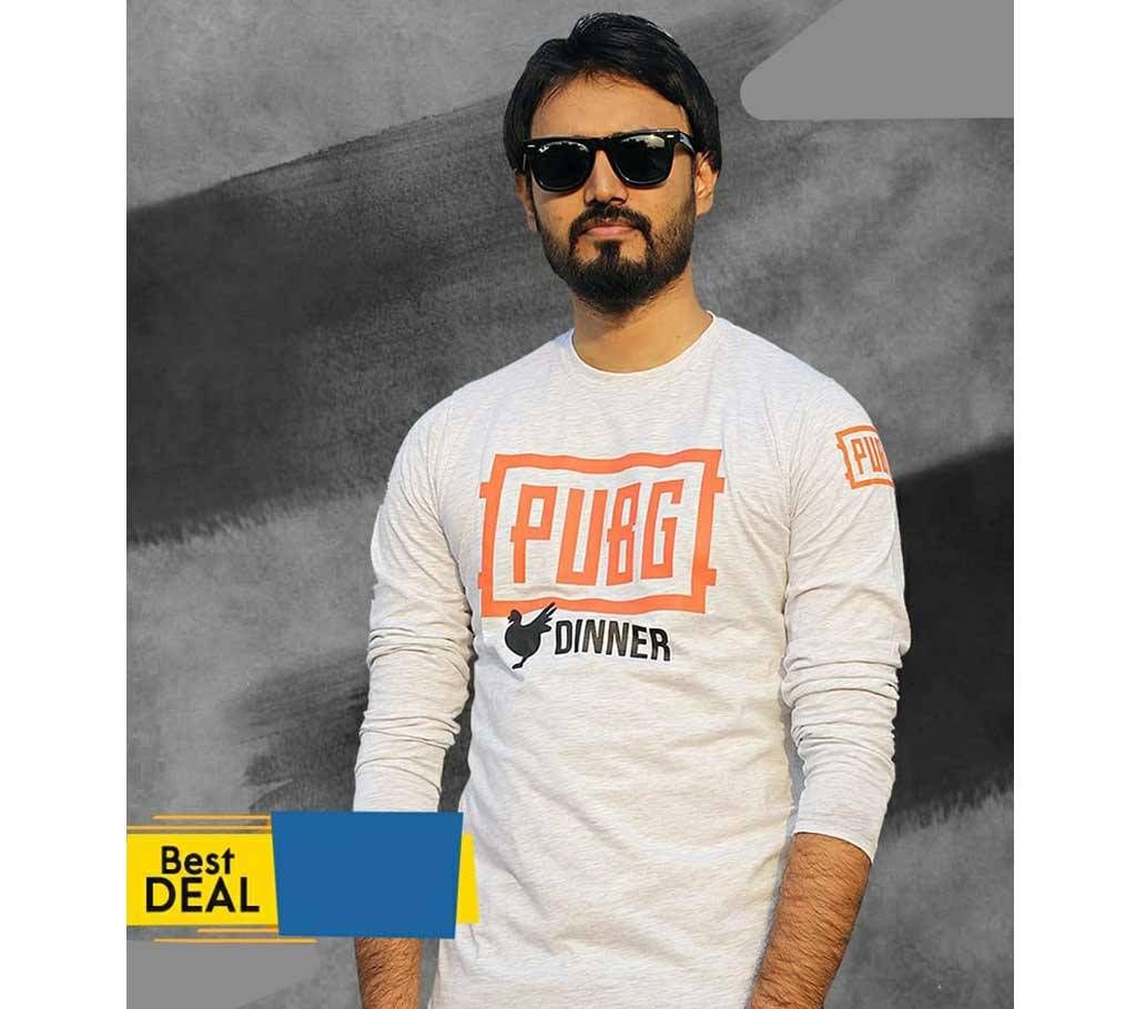 PUBG Dinner Mens Full-sleeve Cotton T-shirt - White  