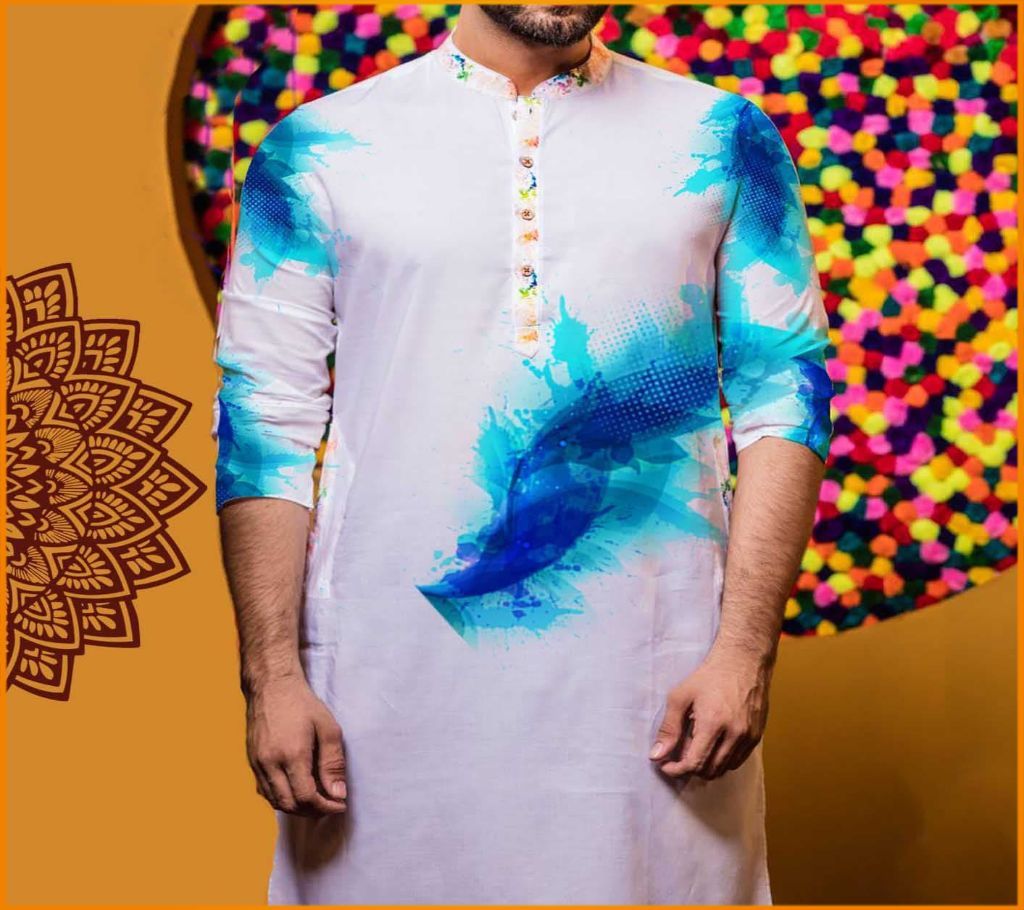 Blue ColourFul Panjabi
