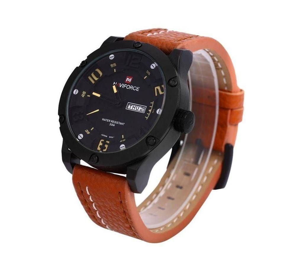 Naviforce Casual Waterproof Analog Quartz Leather Strap Men Watch-copy 