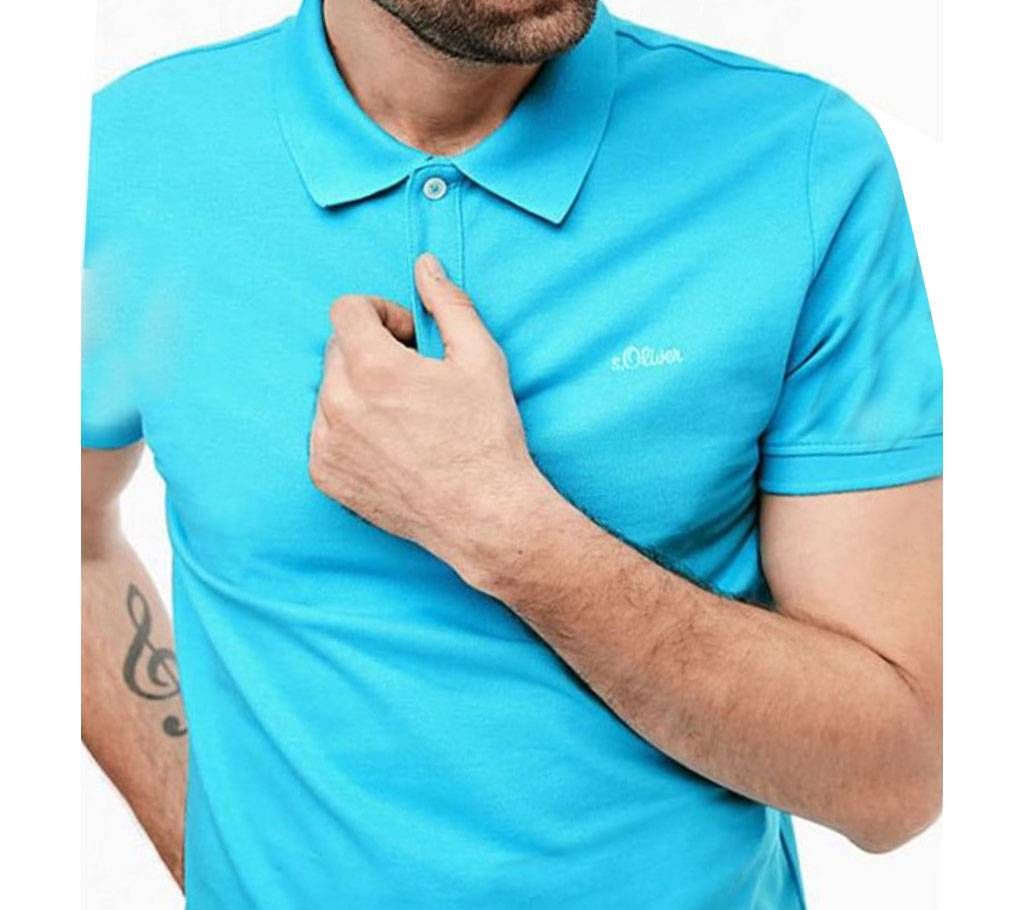 Polo Cotton Shirt for Men-Sky Blue