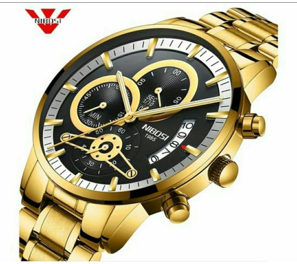 Nibosi Waterproof Wrist Watch For Men-Golden 