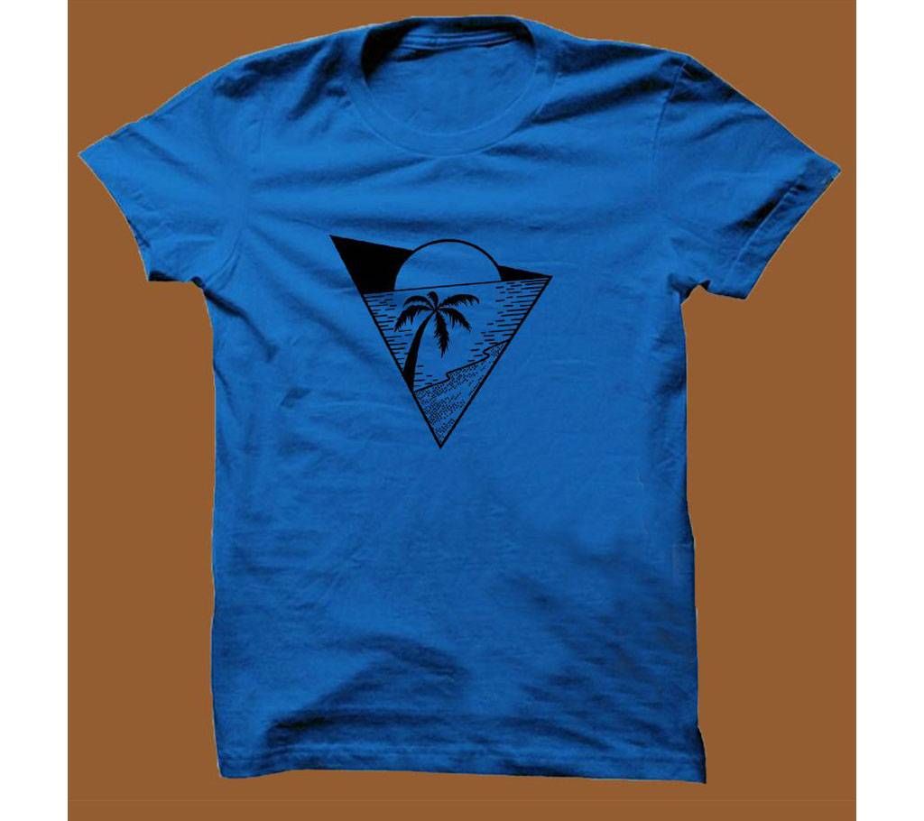 Royel Blue Cotton Short Sleeve T-Shirt for Men RBTS009