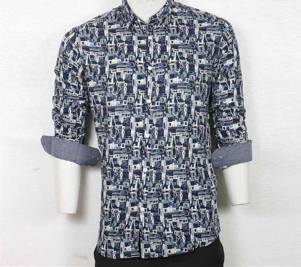 printed linen casual shirt for men 