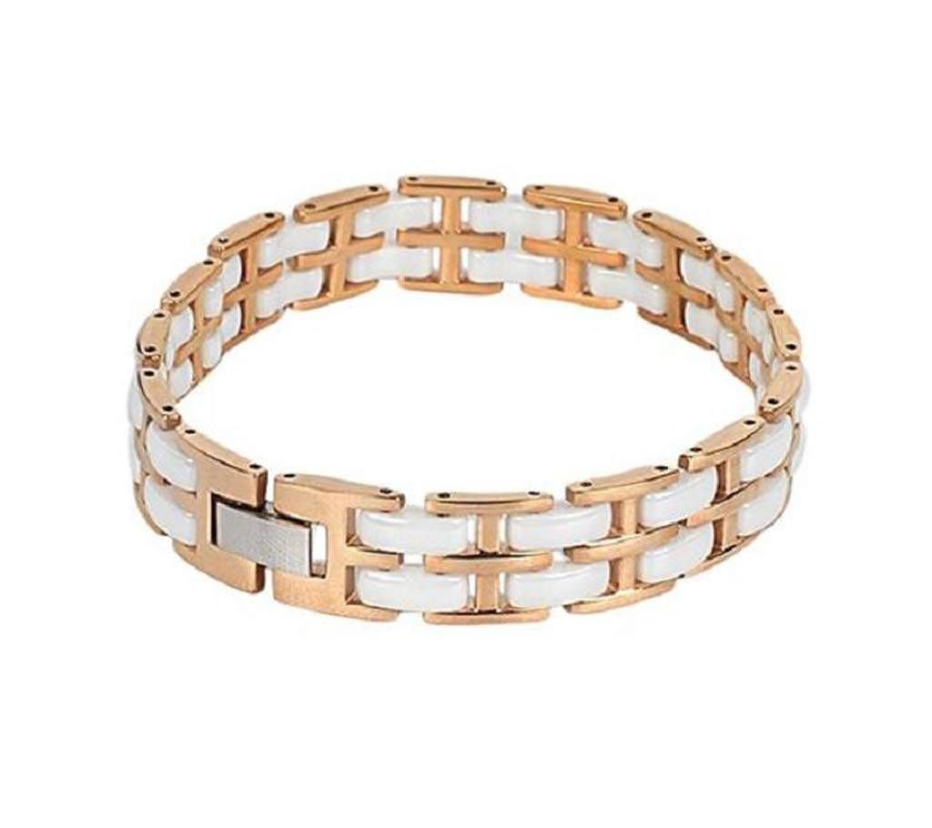 Golden and White Ceramic Bracelet for Men