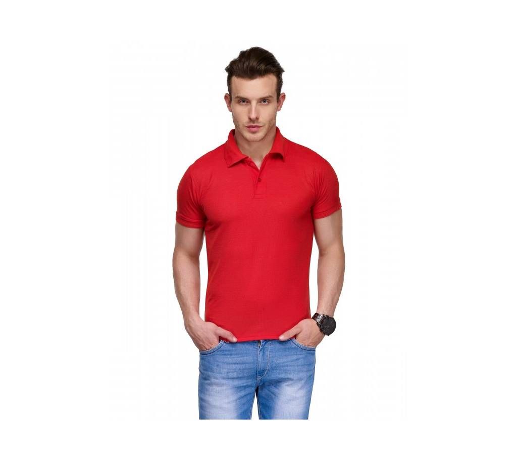 Red Cotto Short  Sleeve Polo T-Shirt