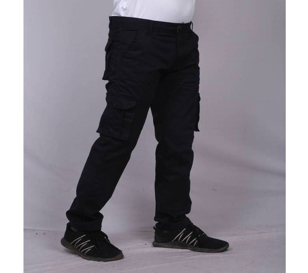 gents black twill cargo pant