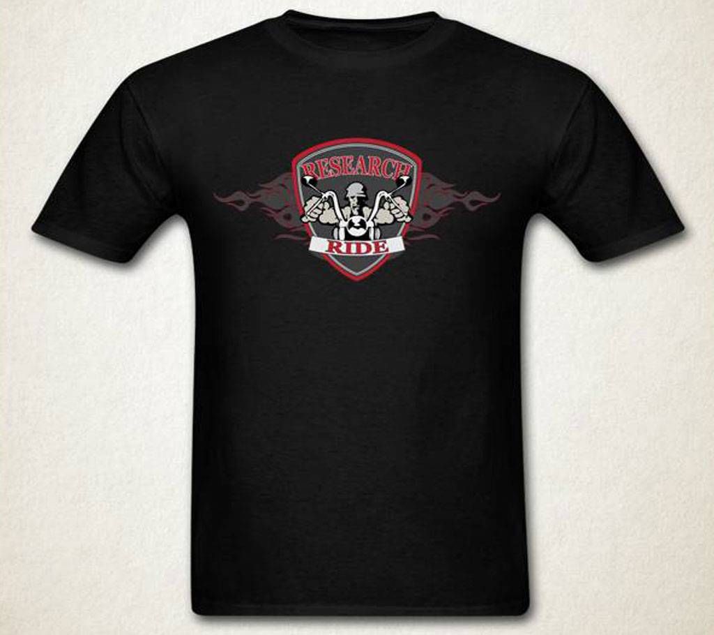 Research Ride Gents Half Sleeve Cotton T-Shirt Black
