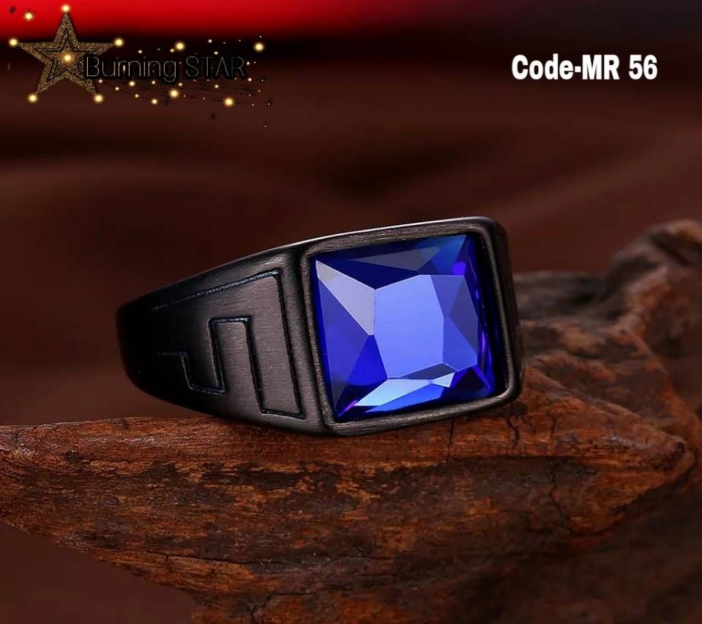 Blue Crystal Stainless Ring for Men