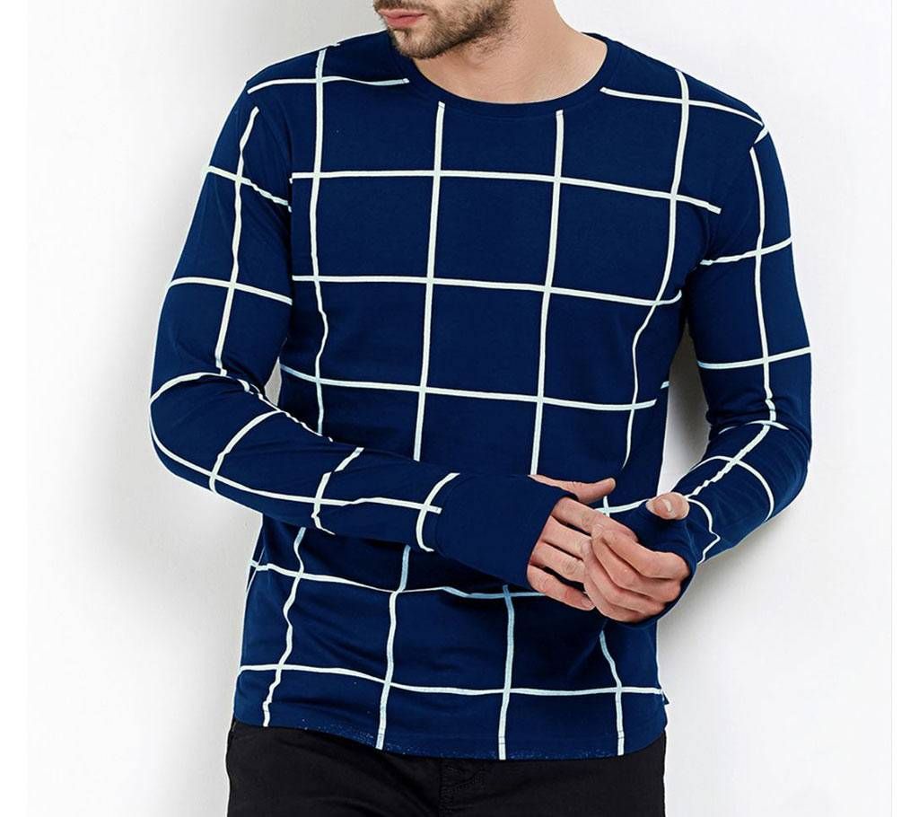 Mens Cotton Full Sleeve T-Shirt with with fingers hole