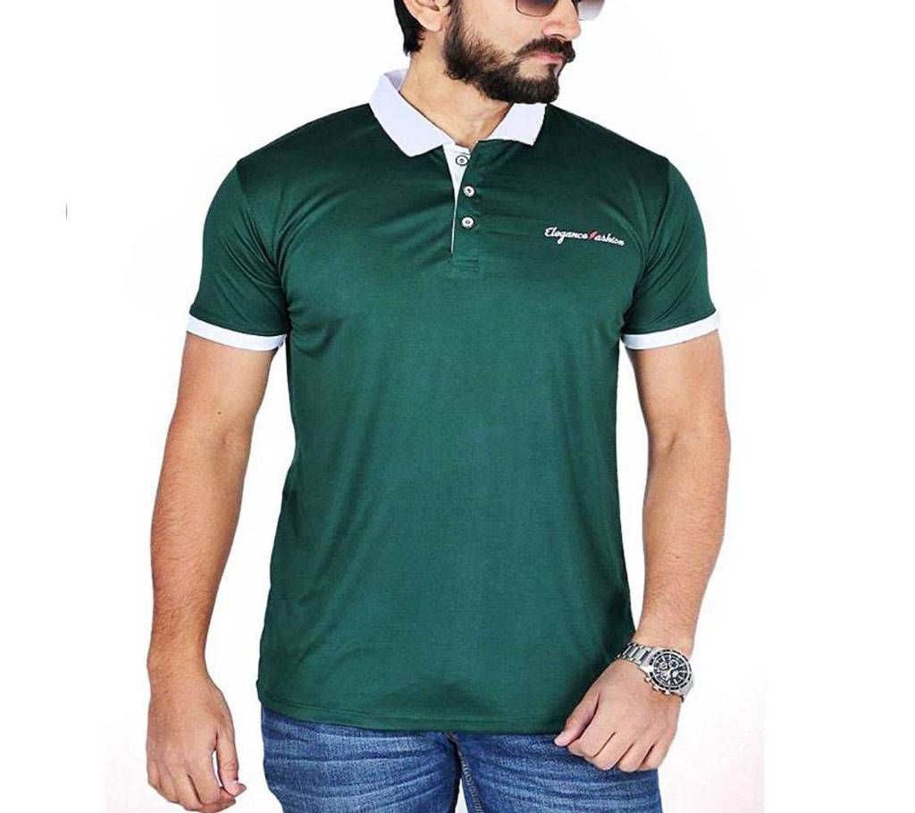 Green Micro Cotton Short Sleeve Polo shirt For Men