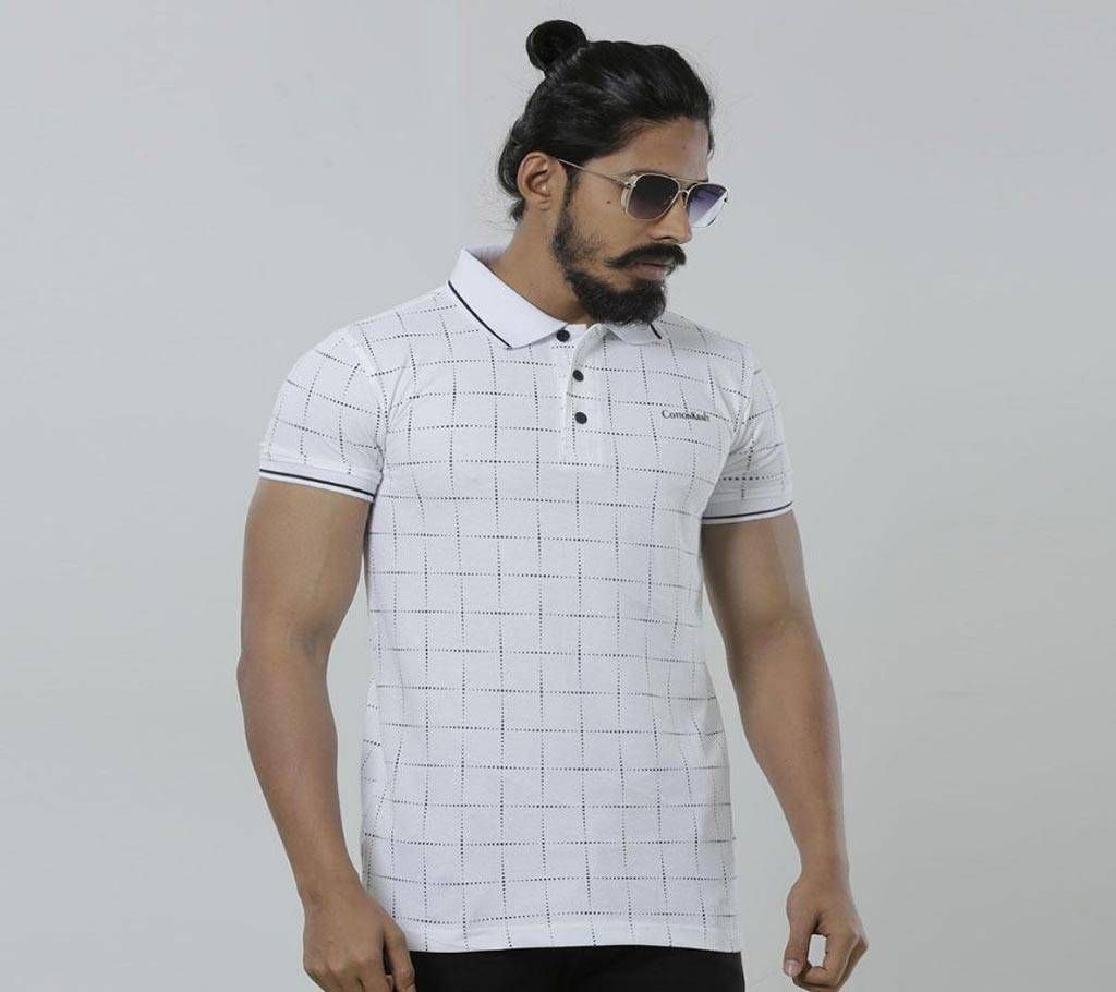 Off White AOP Cotton Pique Polo t-shirt