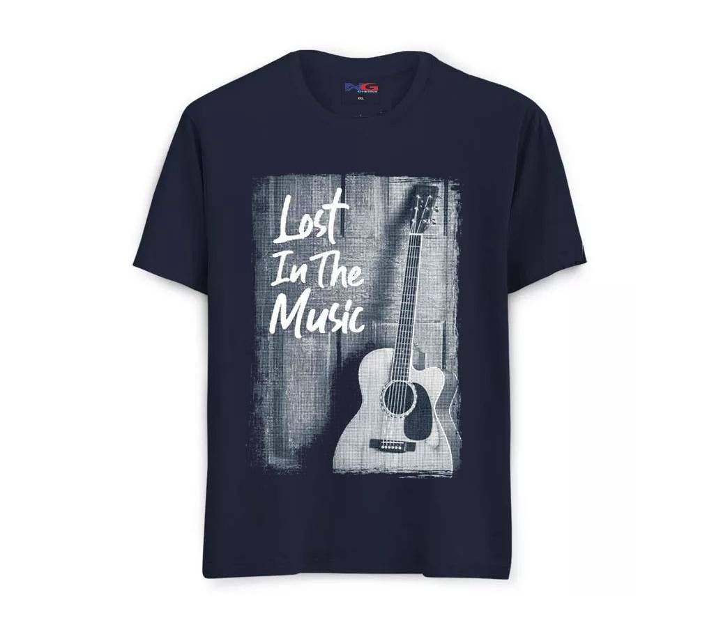 Navy Blue T shirt Lost in the Music Design