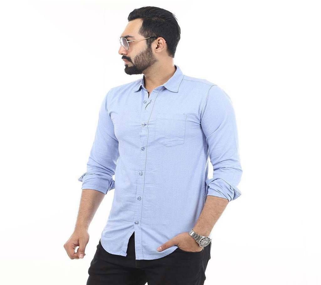Sky Blue Cotton Formal Shirt for Men