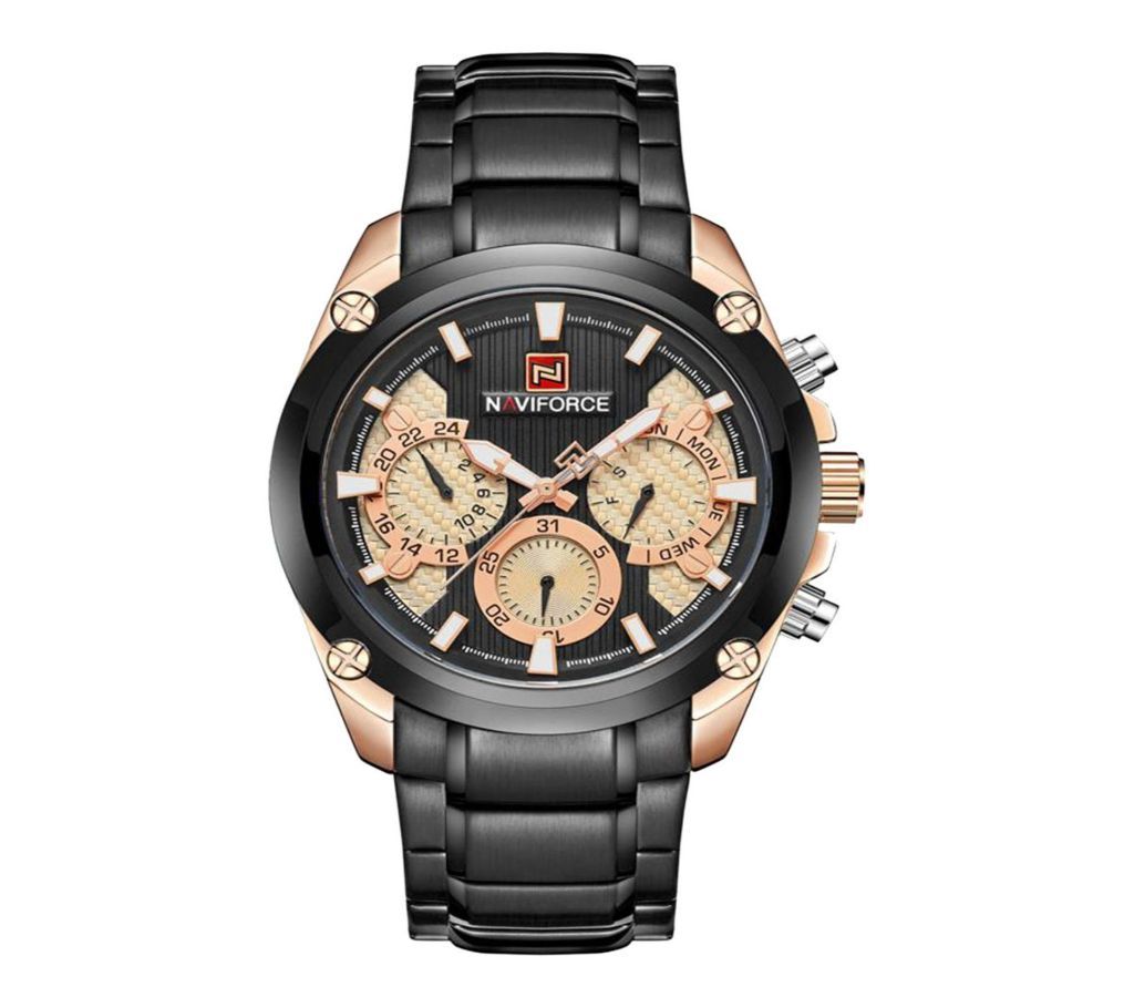 Naviforce NF9113 Black Chronograph Stainless Steel Watch