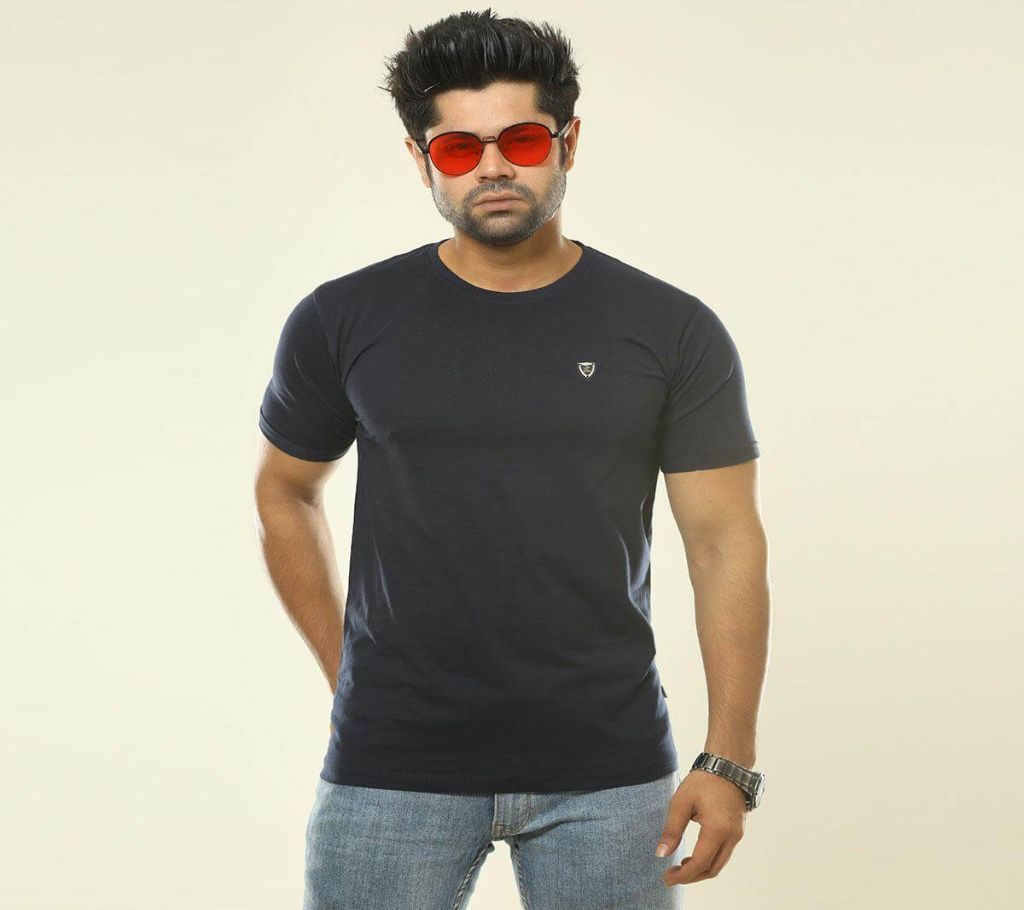 Navy Blue Cotton T-Shirt for Men