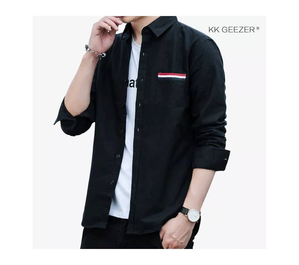 Gents Full Sleeve Casual Shirt-Black Color