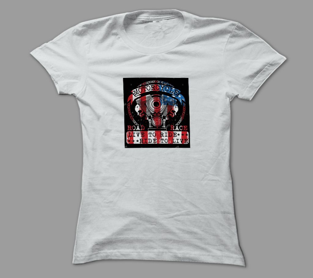 Live To Ride White Polyester T-Shirt