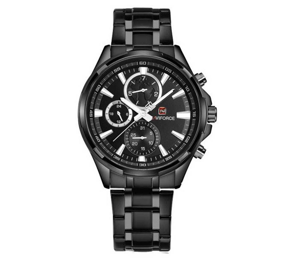 NAVIFORCE 9089 Black Stainless Steel Dial Gents Watch