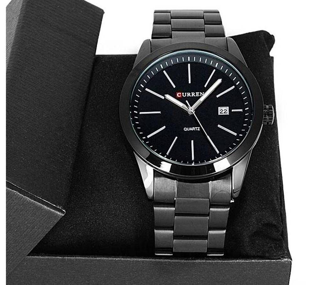 Curren Stainless Steel Wrist Watch for Men - Black