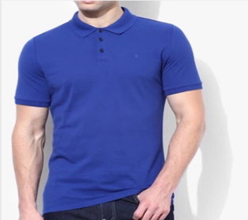 Blue Cotto Short  Sleeve Polo T-Shirt