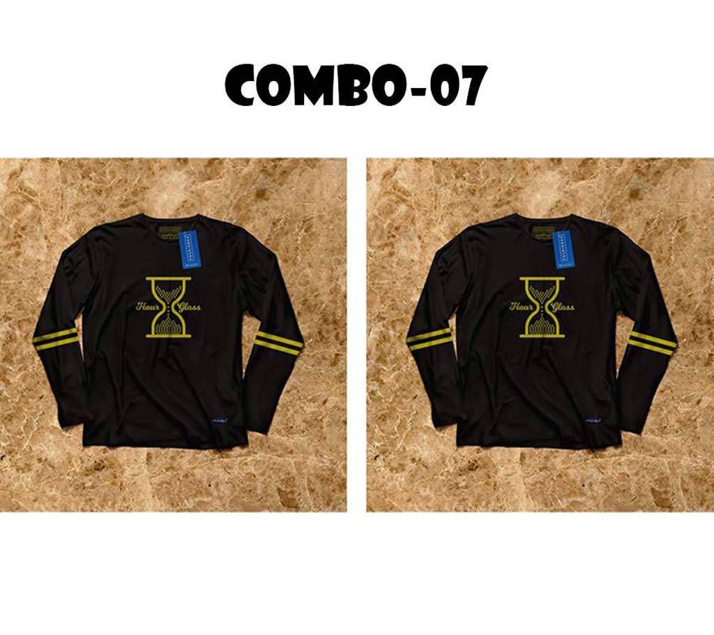 2pcs Black Full Sleeve T-shirts Combo 