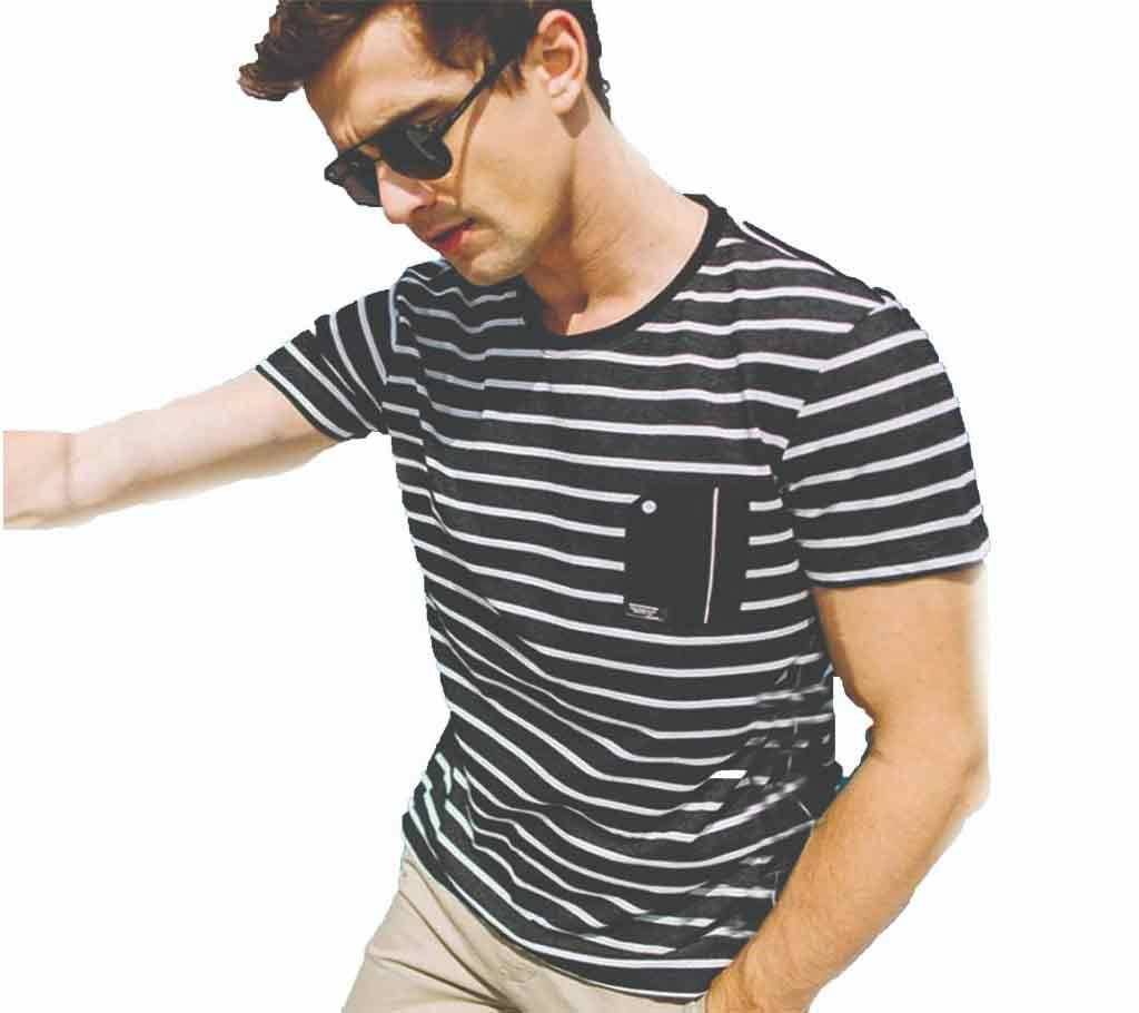 Striped Men's Half Sleeve Cotton T-Shirt