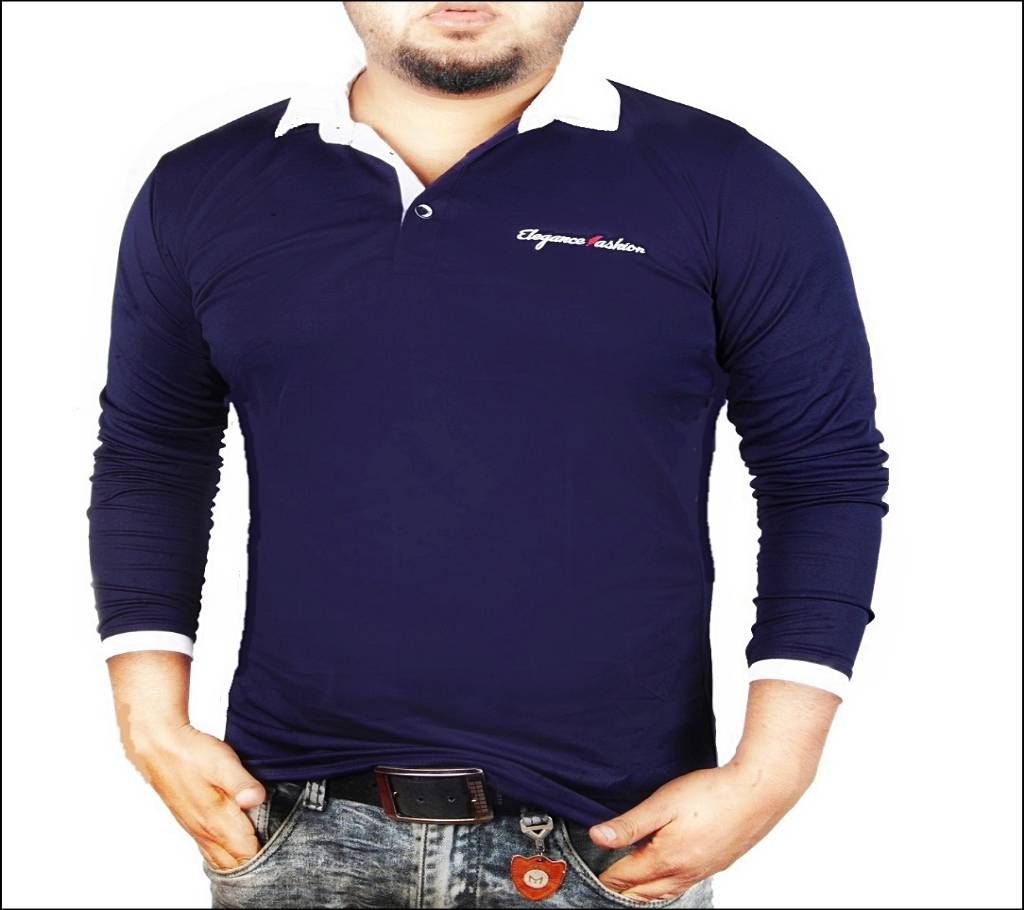 Navy Blue Micro Half Sleeve Cotton Polo-shirt