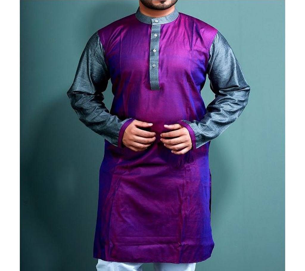 Cotton Design Panjabi  Purple With Silver  102431