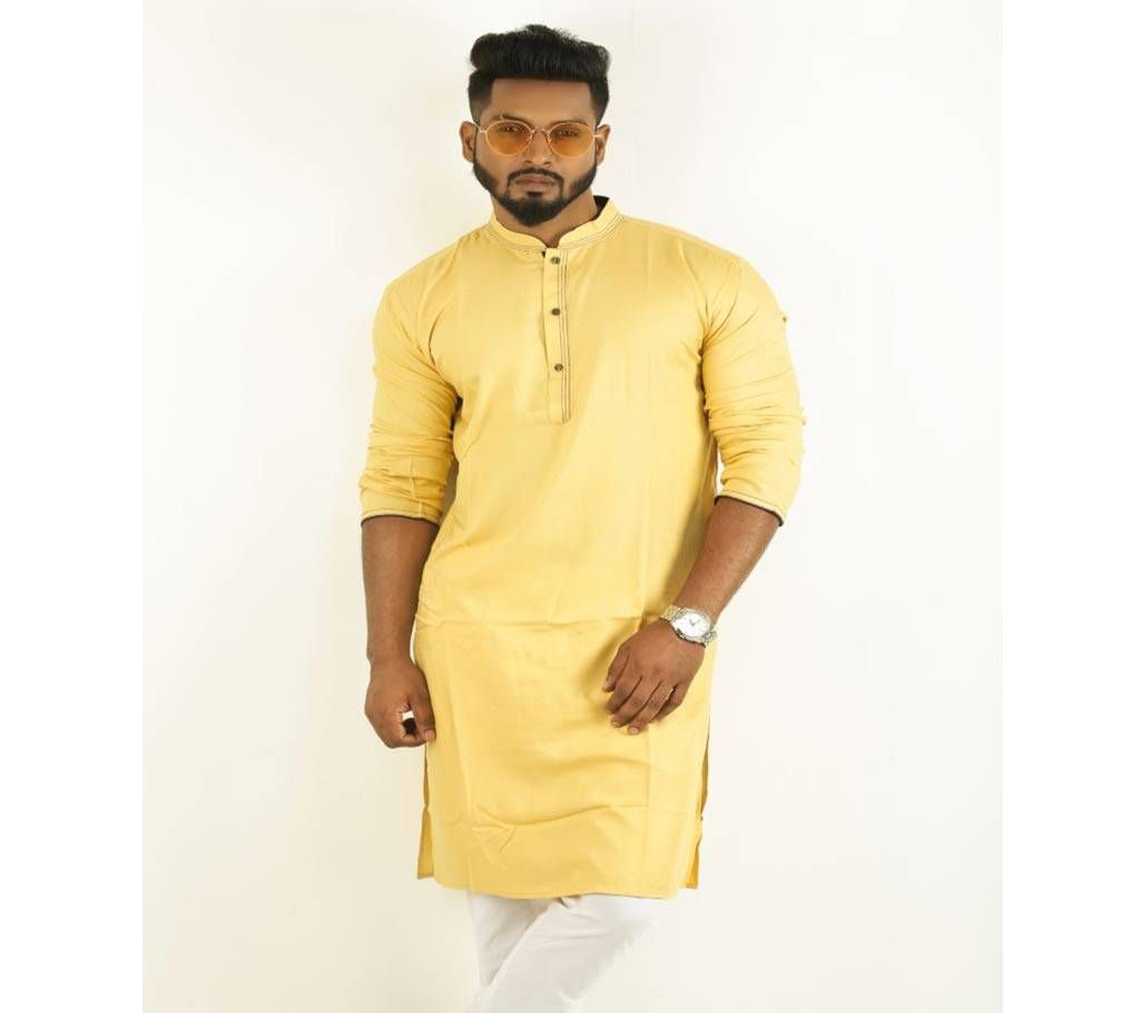 Menz Cotton Solid Color Semi Long Panjabi