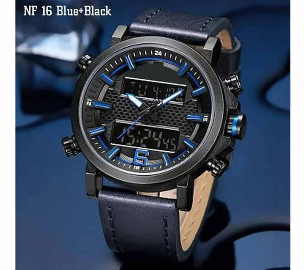 NAVIFORCE 9135 Mens Fashion Watch Dual Display Watches Leather Band Digital Watches Men Military Army Style 30 m Waterproof Watch