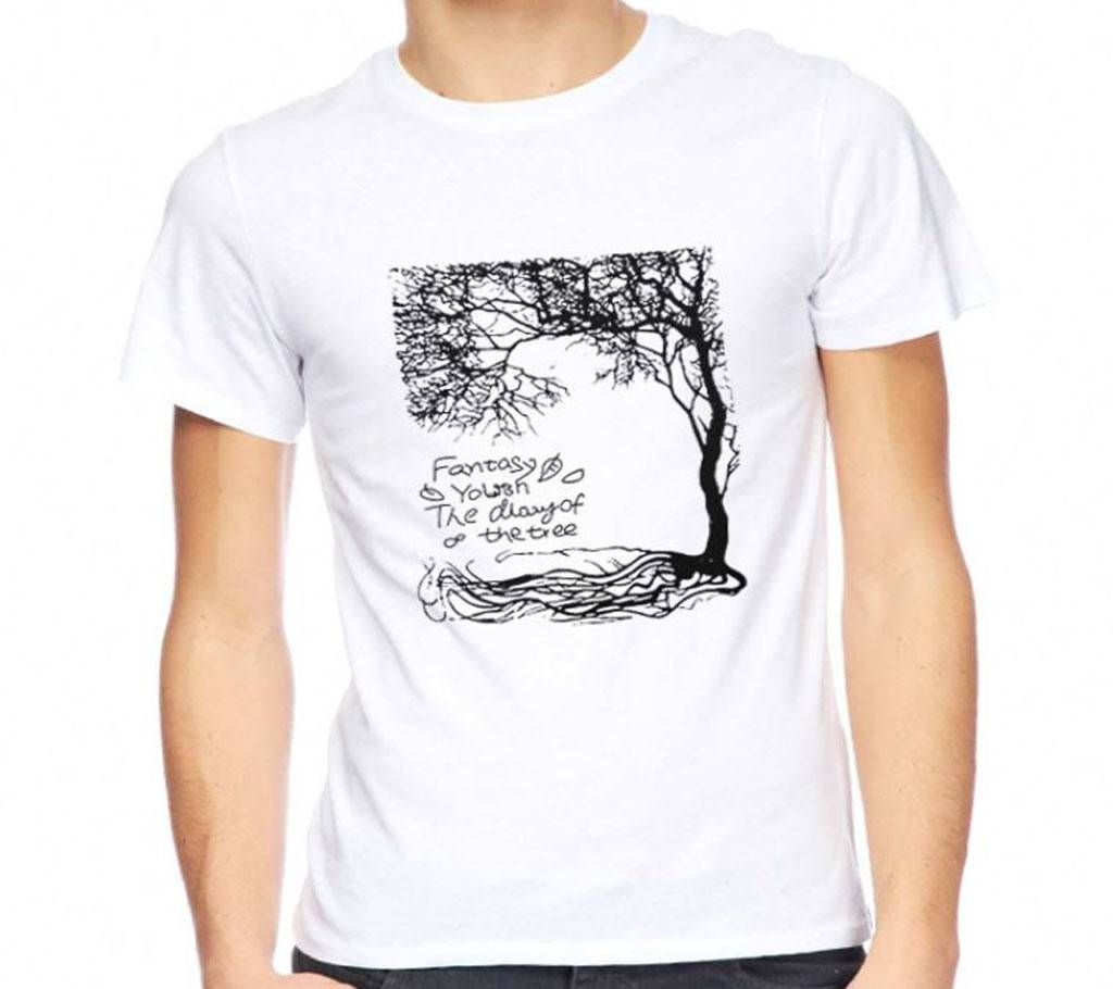 Signature Tree Half Sleeve Slim Fit Cotton T shirt For Men 