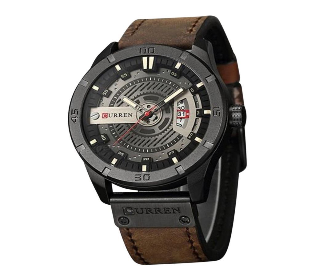 - Chocolate Leather Analog Watch for Men