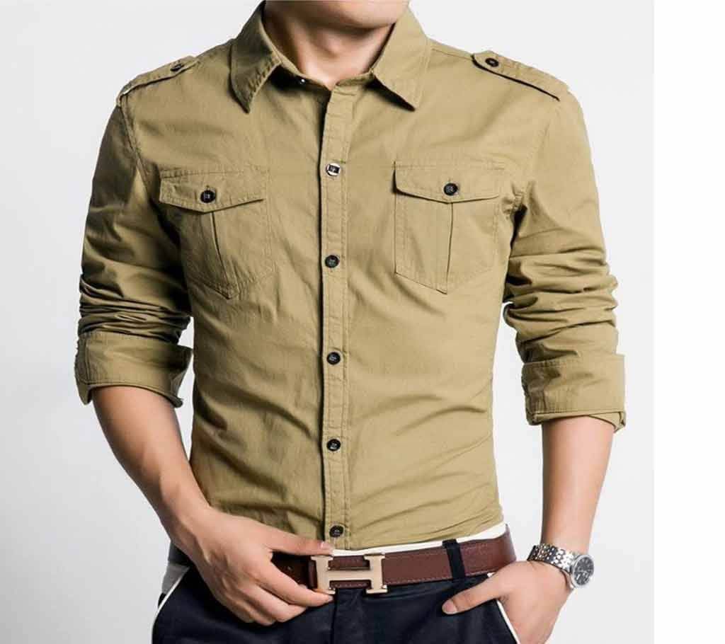 Slim Fit Long Sleeve Casual Shirt For Men 
