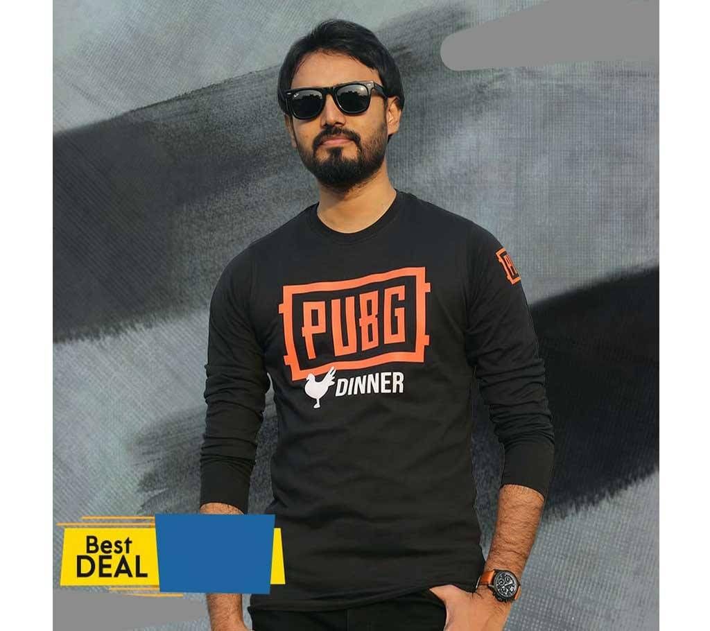 PUBG Dinner Mens Full-sleeve Cotton T-shirt - Black 