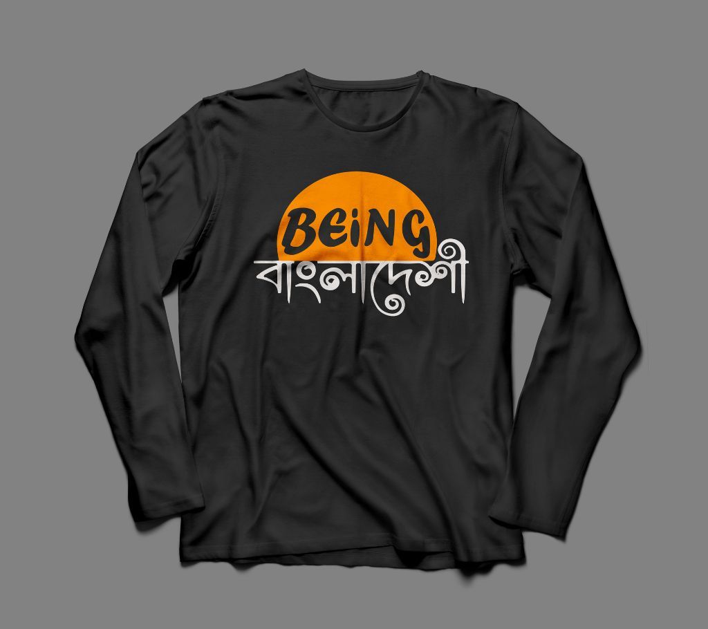 BEING BANGLADESHI LONG SLEEVE BLACK  COTTON TSHIRT FOR MEN