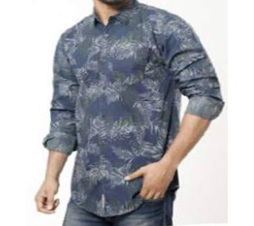 Multicolor Long Sleeve wash denim Printed Casual Shirt for Men 2020