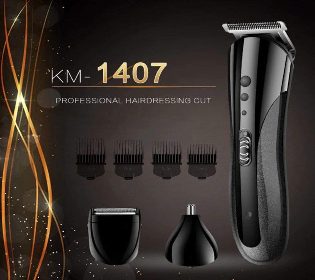KEMEI KM-1407 Multifunctional Hair Trimmer Rechargeable Electric Nose Hair Clipper Professional Electric Razor Beard Shaver
