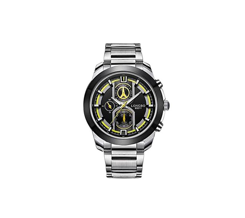 LONGBO Black & Silver Wrist Watch For Men