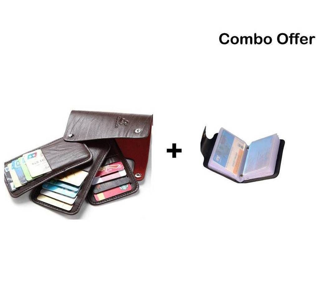 Leather Credit Card Wallet For Men+Genuine Leather Card Holder Combo